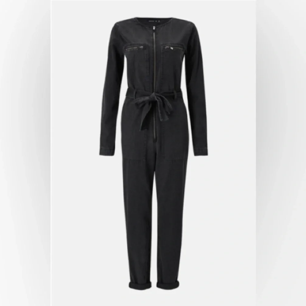 Karen Millen Black Long Sleeved Zippered Jumpsuit Sz US 6
